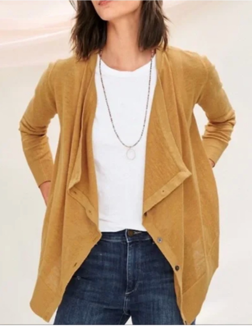 Garnet Hill Women’s size Small Easy Linen Drape Cardigan Sweater
